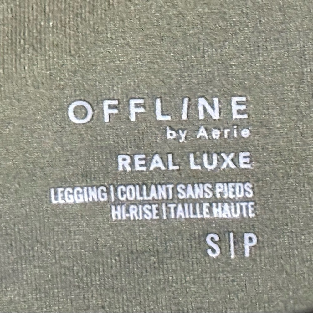 OFFLINE by Aerie Women’s SM High Rise Real Luxe Faux Leather Leggings Olive NWT - Picture 3 of 5